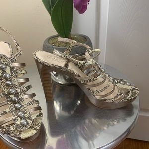 Coach Sarafina Snakeprint‎ open toe platform heels size 8B